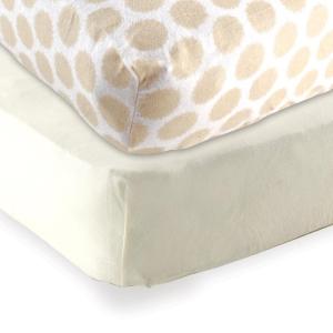 imageFitted Crib Sheet 2PackEcruTan Dots