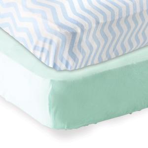 imageFitted Crib Sheet 2PackMintBlue Chevron