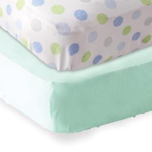 imageFitted Crib Sheet 2PackMintBlue Crosshatch