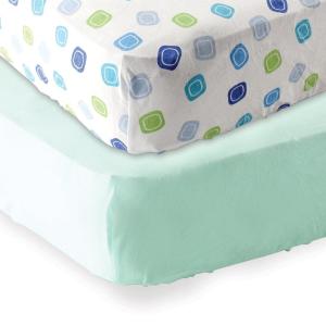 imageFitted Crib Sheet 2PackMintBlue Geo