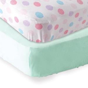 imageFitted Crib Sheet 2PackMintPink Crosshatch