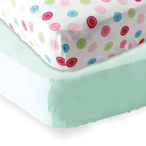 imageFitted Crib Sheet 2PackMintPink Geo