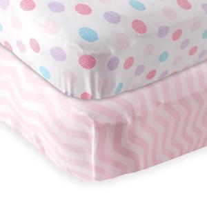 imageFitted Crib Sheet 2PackPink ChevronPink Crosshatch