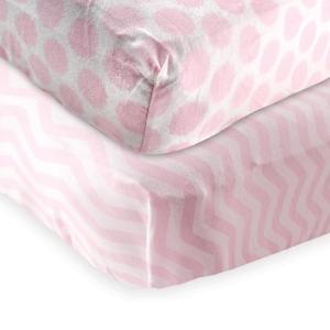 imageFitted Crib Sheet 2PackPink ChevronPink Dots