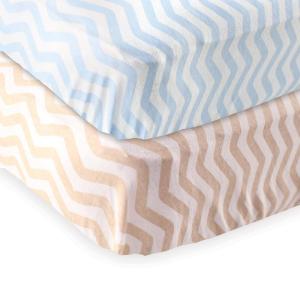 imageFitted Crib Sheet 2PackTan ChevronBlue Chevron