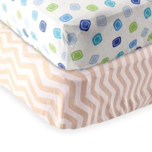 imageFitted Crib Sheet 2PackTan ChevronBlue Geo