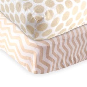 imageFitted Crib Sheet 2PackTan ChevronTan Dots