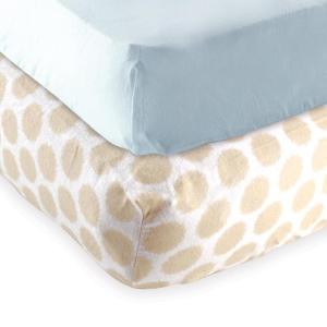 imageFitted Crib Sheet 2PackTan DotsBlue