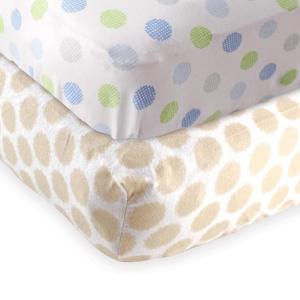 imageFitted Crib Sheet 2PackTan DotsBlue Crosshatch
