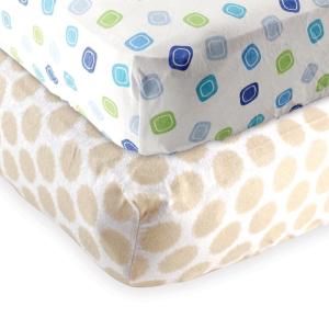imageFitted Crib Sheet 2PackTan DotsBlue Geo