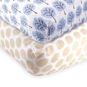 imageFitted Crib Sheet 2PackTan DotsBlue Tree