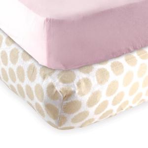 imageFitted Crib Sheet 2PackTan DotsPink