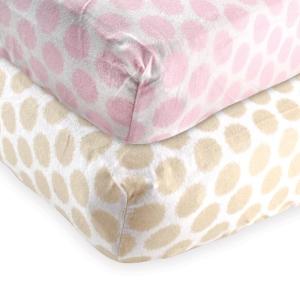 imageFitted Crib Sheet 2PackTan DotsPink Dots