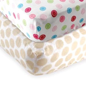 imageFitted Crib Sheet 2PackTan DotsPink Geo