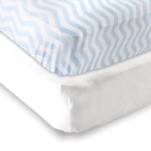 imageFitted Crib Sheet 2PackWhiteBlue Chevron