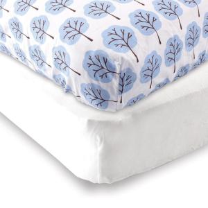 imageFitted Crib Sheet 2PackWhiteBlue Tree
