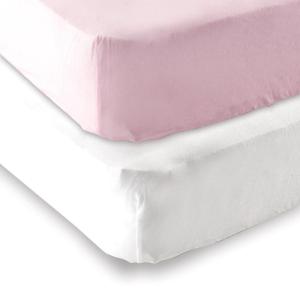 imageFitted Crib Sheet 2PackWhitePink
