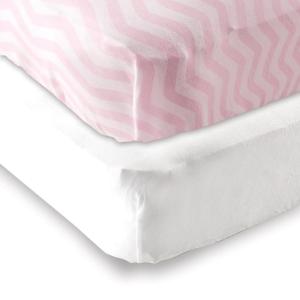 imageFitted Crib Sheet 2PackWhitePink Chevron