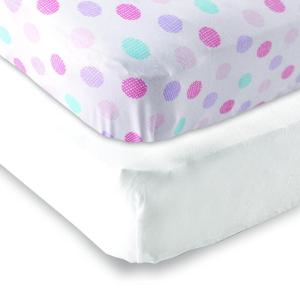 imageFitted Crib Sheet 2PackWhitePink Crosshatch