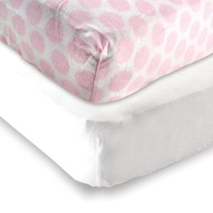 imageFitted Crib Sheet 2PackWhitePink Dots