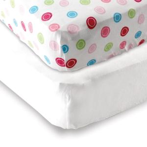 imageFitted Crib Sheet 2PackWhitePink Geo