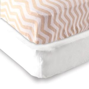 imageFitted Crib Sheet 2PackWhiteTan Chevron