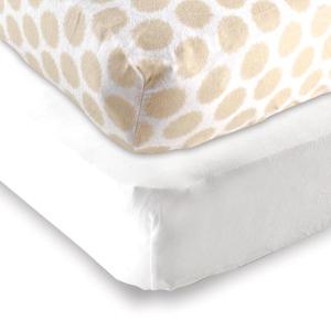 imageFitted Crib Sheet 2PackWhiteTan Dots