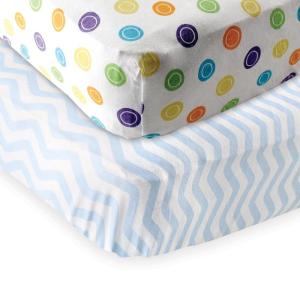 imageFitted Crib Sheet 2PackYellow GeoBlue Chevron