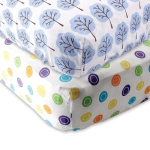 imageFitted Crib Sheet 2PackYellow GeoBlue Tree