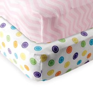 imageFitted Crib Sheet 2PackYellow GeoPink Chevron