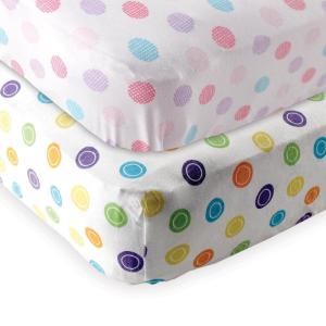 imageFitted Crib Sheet 2PackYellow GeoPink Crosshatch