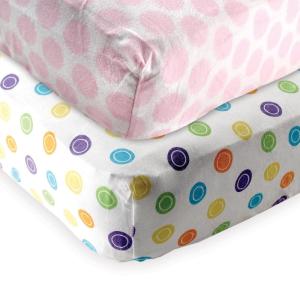 imageFitted Crib Sheet 2PackYellow GeoPink Dots