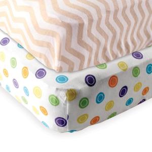 imageFitted Crib Sheet 2PackYellow GeoTan Chevron