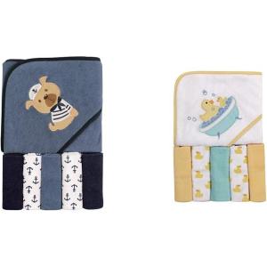 imageLuvable Friends Girl Hooded Towel with Five Washcloths 2Pack Duck Bathtime DuckDog Bathtime Duck