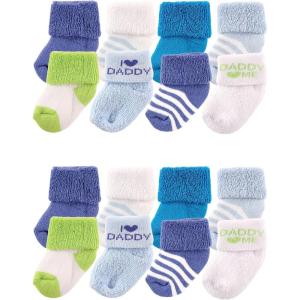 imageLuvable Friends Unisex Baby Baby Cotton Rich Terry Socks 16PackBlue Daddy