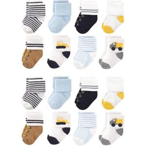 imageLuvable Friends Unisex Baby Baby Cotton Rich Terry Socks 16PackBulldozer