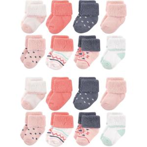imageLuvable Friends Unisex Baby Baby Cotton Rich Terry Socks 16PackGirl Pink Polka Dot