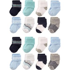 imageLuvable Friends Unisex Baby Baby Cotton Rich Terry Socks 16PackMint Navy Stripes