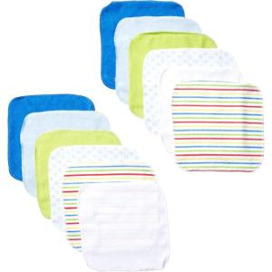 imageLuvable Friends Unisex Baby Cotton Rich Washcloths Pink Solid One SizeBlue Stripe