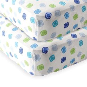 imageFitted Crib Sheet and Fitted Pack N Play Crib SheetBlue Geo