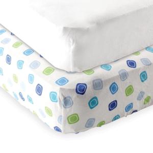 imageFitted Pack N Play Sheet 2PackBlue GeoWhite